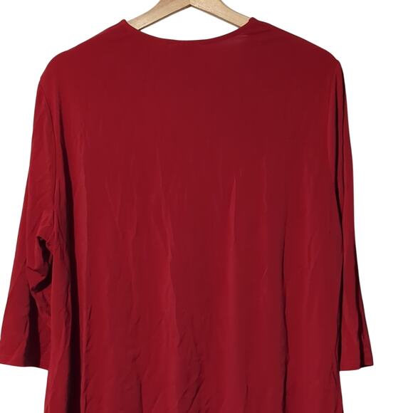 Valerie Stevens 2X Red Deep Plunge Blouse/Top [0084] - Picture 3 of 7
